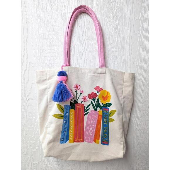 Handbags - Book Tote Bag, Book Lover Gift Idea, Cute Book Bag, Casual Canvas Tote